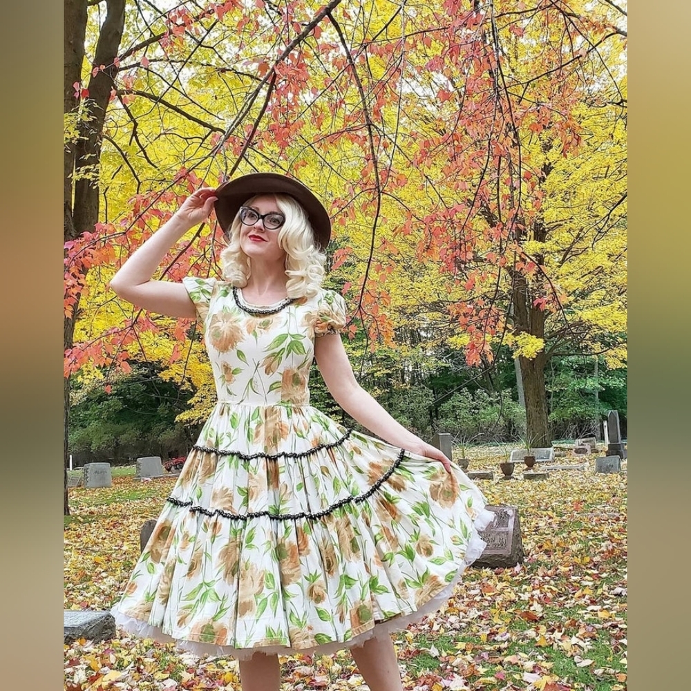 1950s floral western pinup swing dress S M - Picture 8 of 8